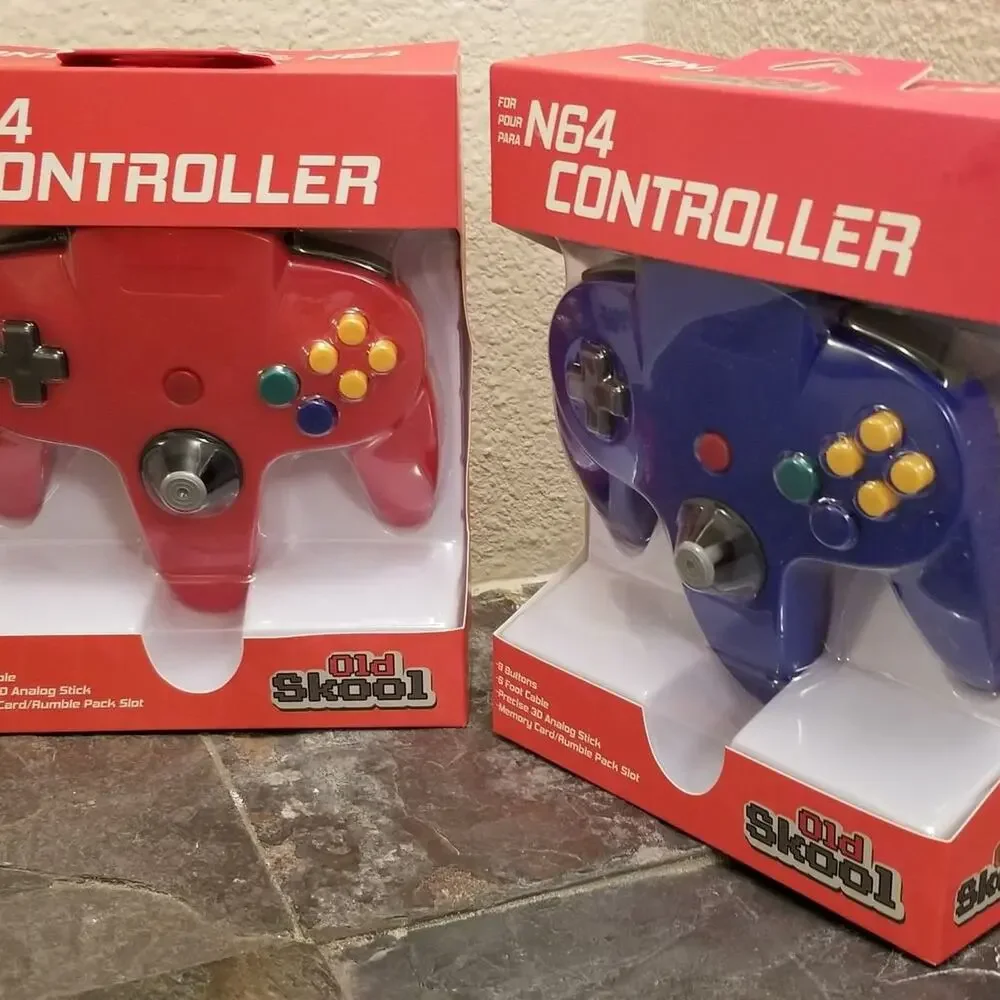 2 N64 Controllers - Red & Blue (NEW) - Nintendo - Nintendo64 - Old Skool